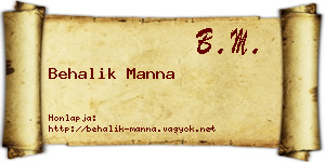 Behalik Manna névjegykártya